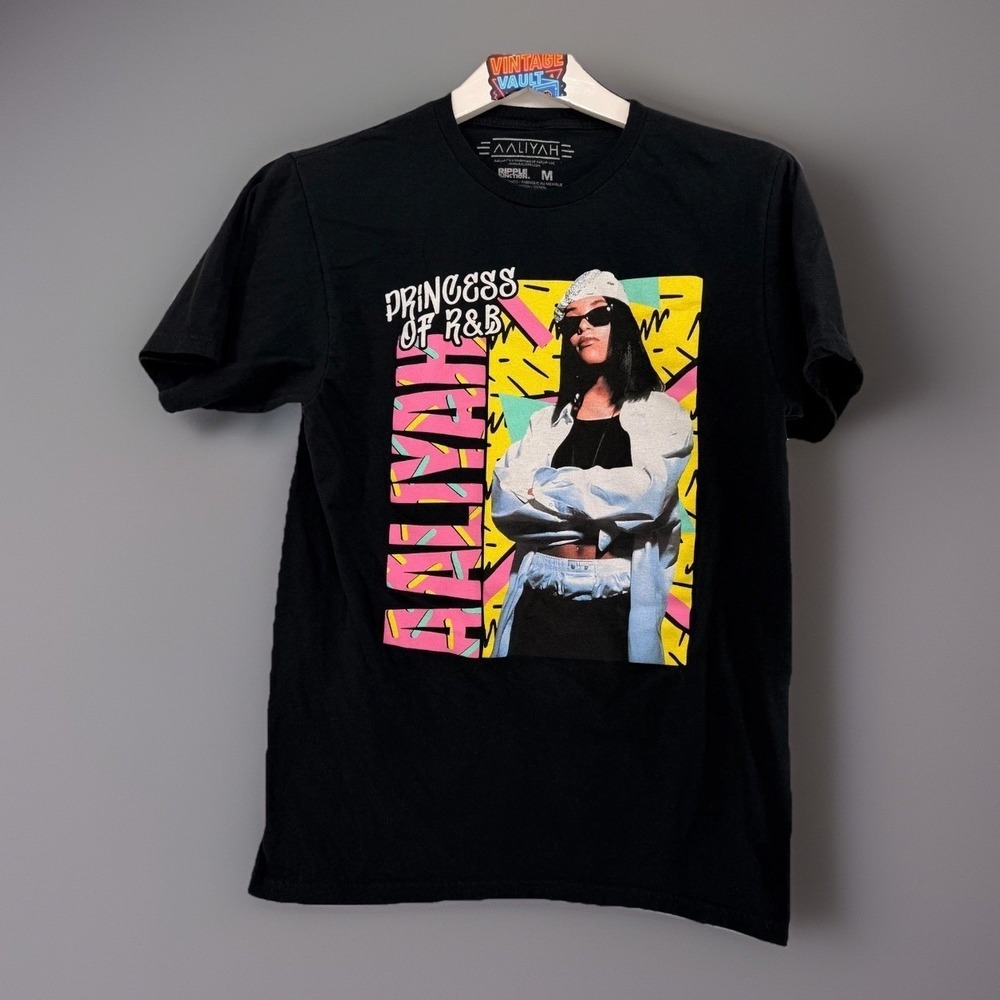 Aaliyah Princess of R&B Graphic T Shirt Mens Medium M Black Ripple Junction Tee